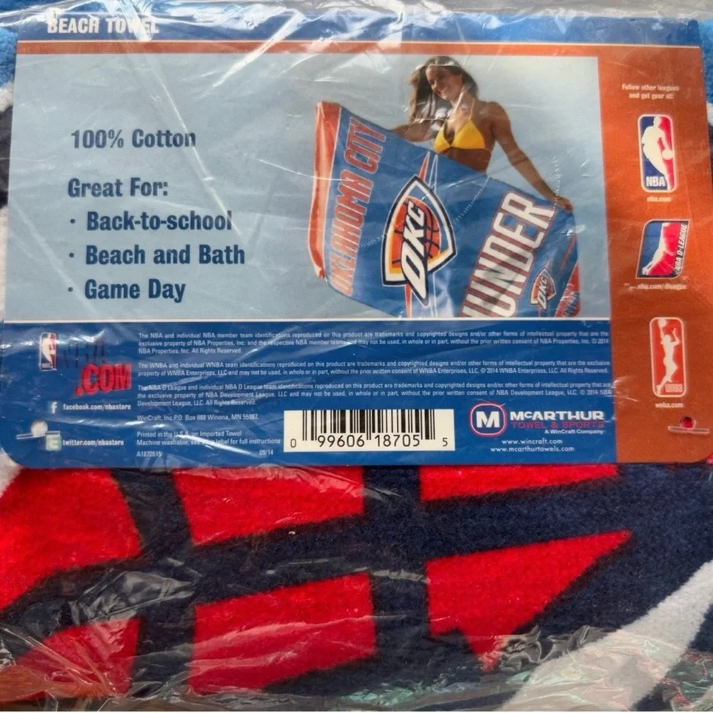NBA Oklahoma City Thunder Towel 100% Cotton